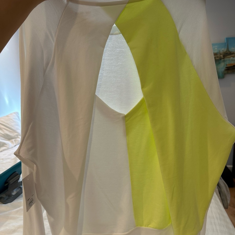 Tek Gear Women's Blouse in White and Neon Yellow